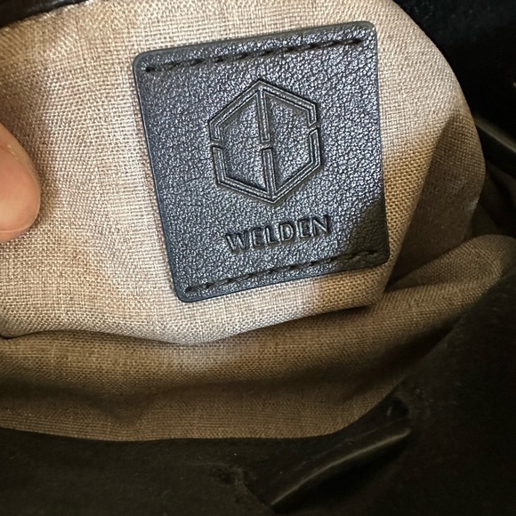 Welden Black Leather Hexagon Weave Bucket Bag | Crossbody - Picture 5 of 6